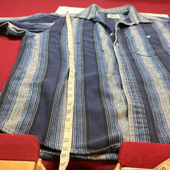 XL Bay Area Traders BLUE HERRINGBONE STRIPED Flannel Shirt buttons HEAVY RUGGED - Picture 12 of 12